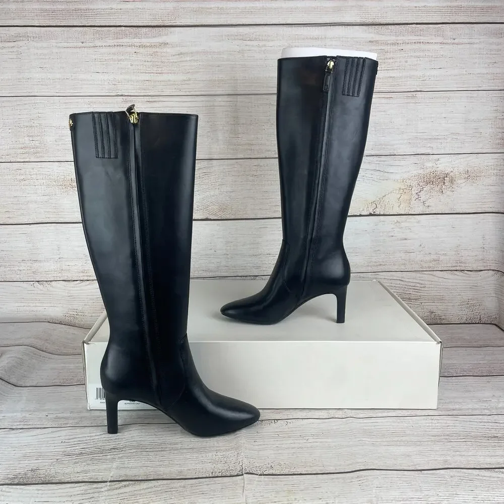 Lauren Ralph Lauren Caelynn II Womens Sz 6 Tall Knee High Boots Black Leather